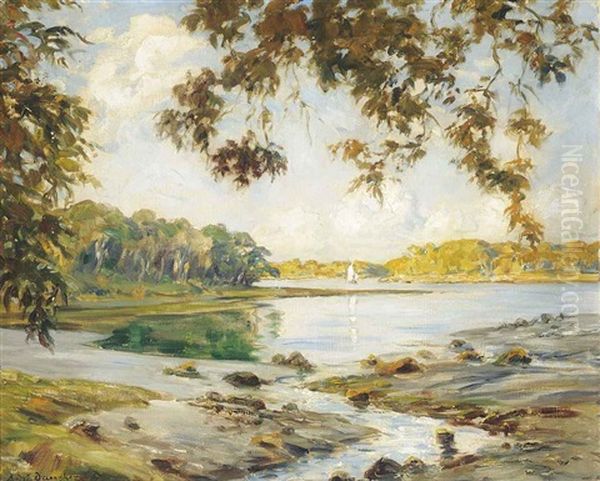 A Sunny Day On The River Oil Painting by Andre Eugene Dauchez