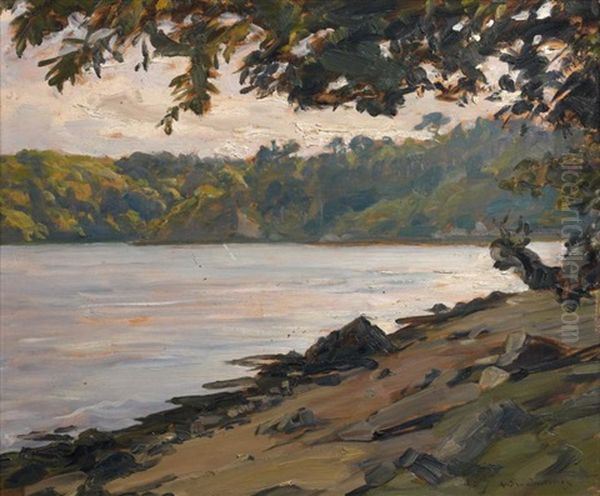 L'odet A Kerambleis Oil Painting by Andre Eugene Dauchez