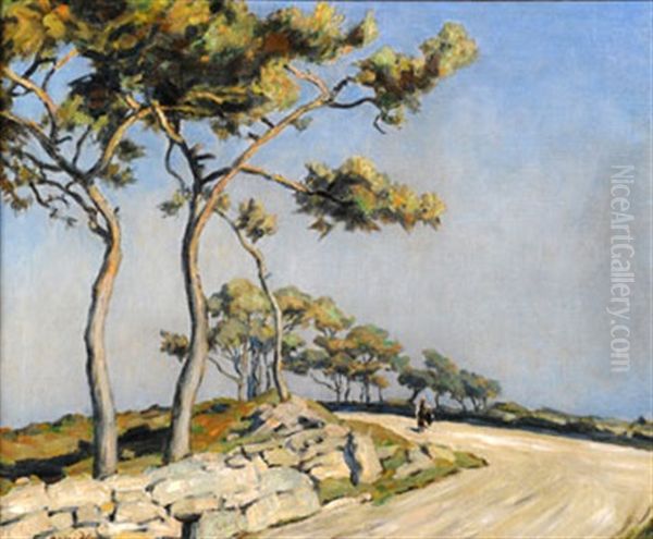 Promenade Sur Le Chemin Oil Painting by Andre Eugene Dauchez