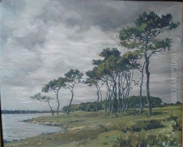 Pinede Au Bord De La Mer Oil Painting by Andre Eugene Dauchez