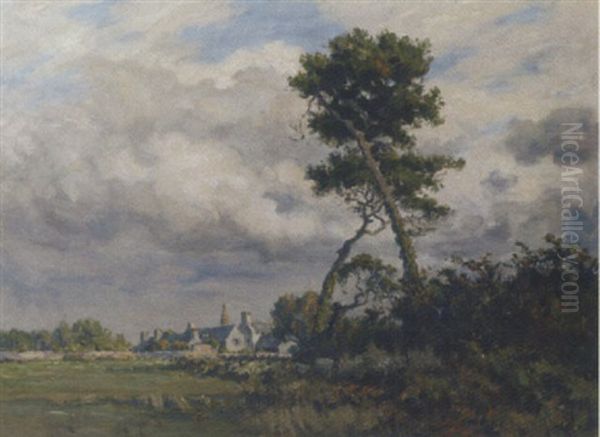 Pin Devant Loctudy, Bretagne Oil Painting by Andre Eugene Dauchez