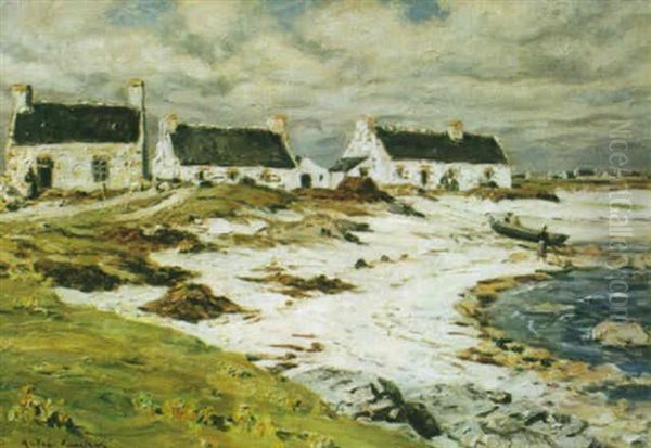 Chaumieres Pres De La Greve Oil Painting by Andre Eugene Dauchez