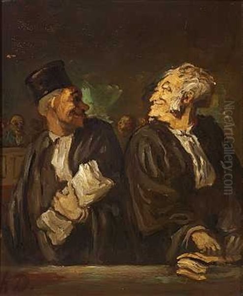 Fra Et Retslokale Oil Painting by Honore Daumier