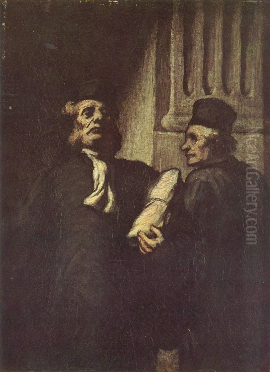 Deux Avocats Oil Painting by Honore Daumier