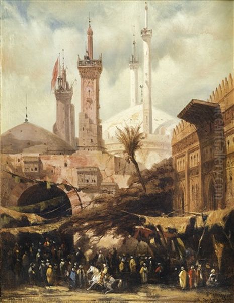Mosquee Au Caire Oil Painting by Adrien Dauzats