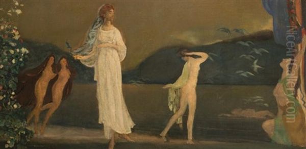 Free Of The World Oil Painting by Arthur B. Davies