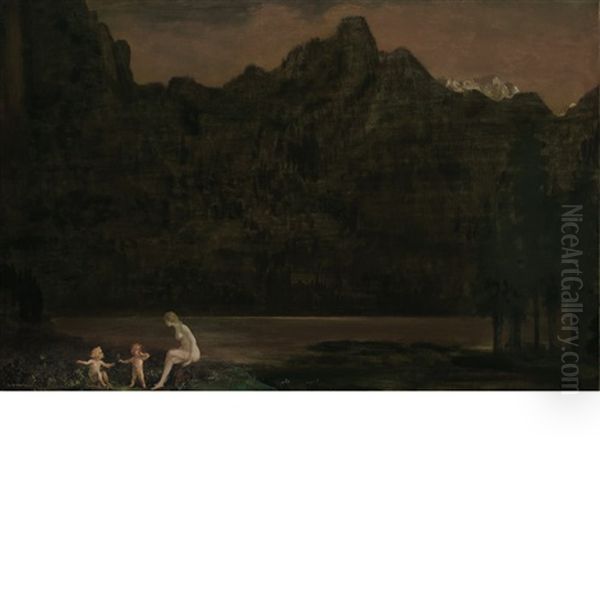 Leda And The Dioscuri Oil Painting by Arthur B. Davies