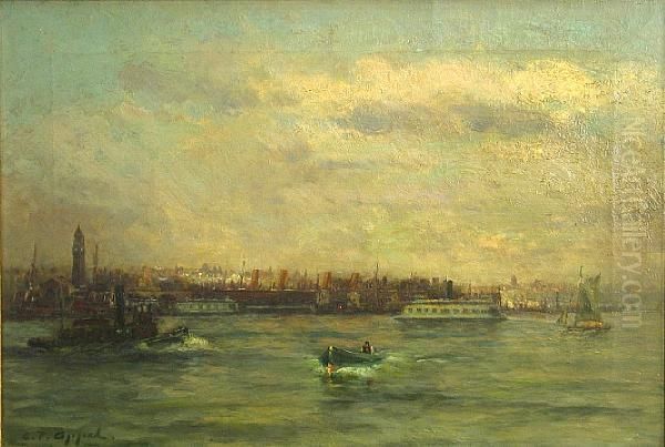 Harbor Scene Oil Painting by Charles P. Appel