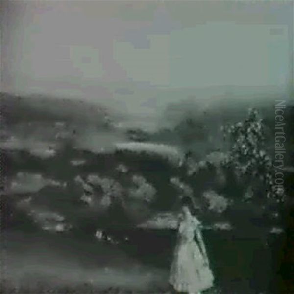 Lady In A Landscape Oil Painting by Arthur B. Davies