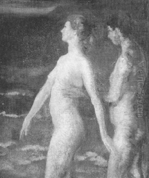 Two Figures By The Sea Oil Painting by Arthur B. Davies