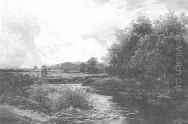 A Quiet River Oil Painting by Edward H. Davies