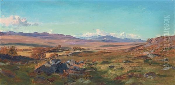 Snowdon From Trawsfynydd, Wales (+ Loch Maree, Scotland; 2 Works) Oil Painting by Henry William Banks Davis, R.A.