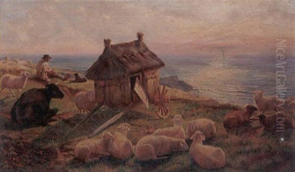 Country Scene Near Boulogne Sur Mer Oil Painting by Henry William Banks Davis, R.A.