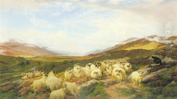 Gathering The Flock, Loch Maree Oil Painting by Henry William Banks Davis, R.A.
