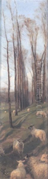 Poplar And Sheep Oil Painting by Henry William Banks Davis, R.A.