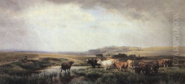 Herdsman's Rest Oil Painting by Henry William Banks Davis, R.A.