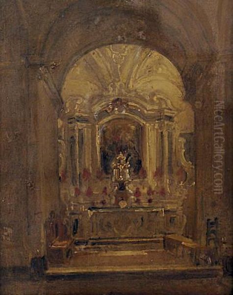 Interior Of A Church Oil Painting by John Scarlett Davis