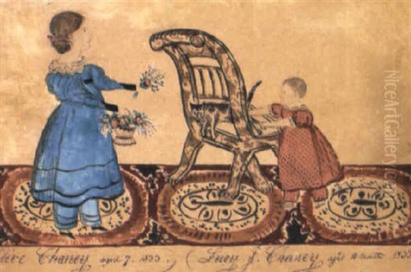 Portrait Of Olive And Lucy Chaney Oil Painting by Joseph H. Davis