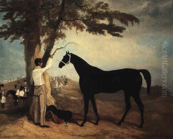 Thomas Cosby's Charger Black Prince With The Troopers Of The Royal Horse Guard Beyond Oil Painting by Richard Barrett Davis