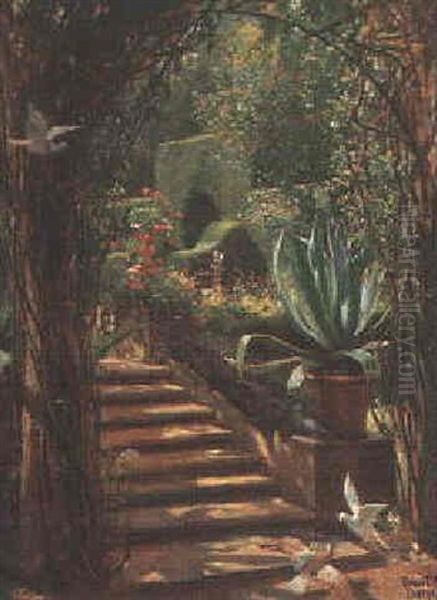 The Garden Steps Oil Painting by Stuart G. Davis