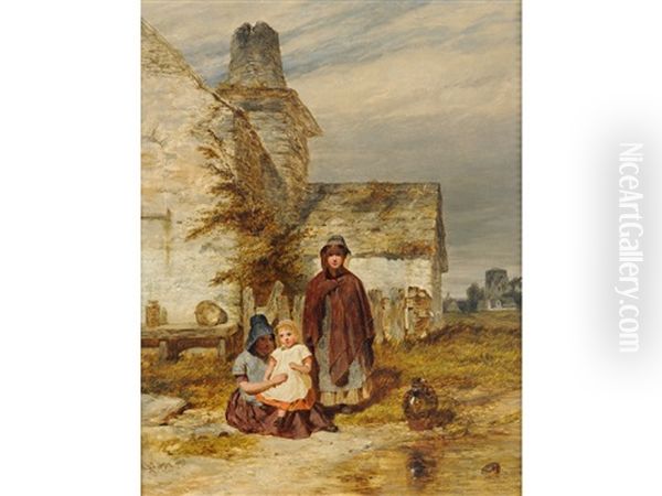 Three Country Sisters Oil Painting by Henry Dawson