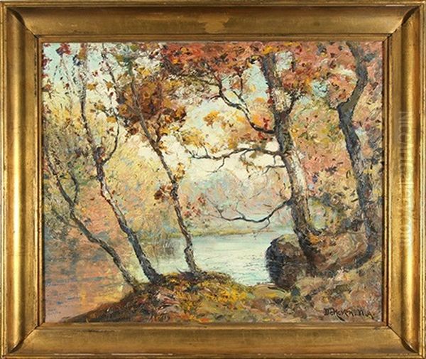 Autumn Along The River Oil Painting by Franklin B. De Haven