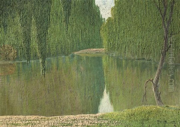 El Manso Del Rio Santa Lucia Oil Painting by Carlos Maria De Santiago