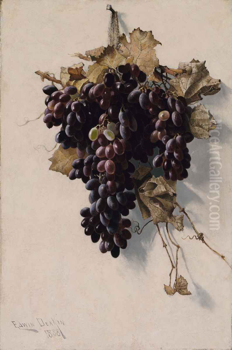 Still Life With Grapes Oil Painting by Edwin Deakin