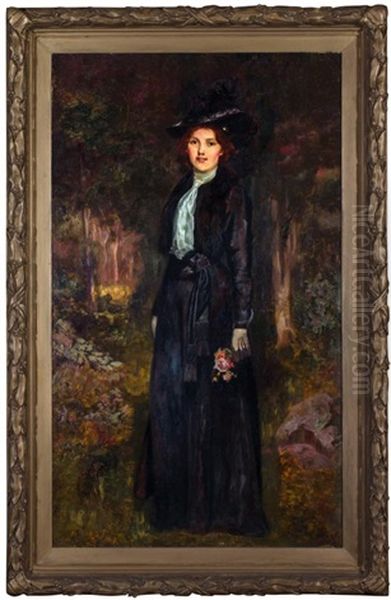 Portrait Of The Artists Wife 1901 Oil Painting by Thomas Dean