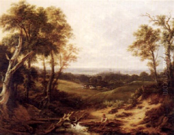 A View To Windsor Castle Oil Painting by John Dearman