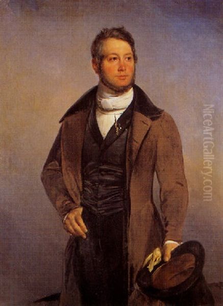 Portrait De Monsieur De Th. Oil Painting by Auguste Hyacinthe Debay