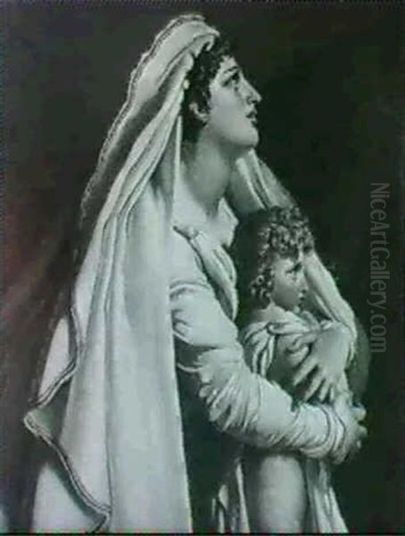 Andromaque Et Son Fils Astyanax Oil Painting by Auguste Hyacinthe Debay