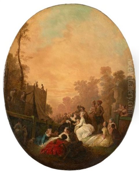 Elegante Assemblee Devant Un Spectacle De Marionnettes Oil Painting by Philibert-Louis Debucourt