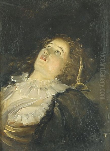 Petit Tete De Femme (jeune Femme Evanouie) Oil Painting by Philibert-Louis Debucourt