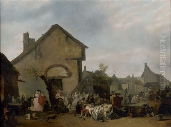 La Fete Du Village Oil Painting by Philibert-Louis Debucourt