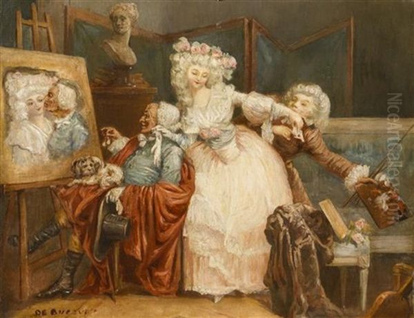 The Artist's Studio Oil Painting by Philibert-Louis Debucourt