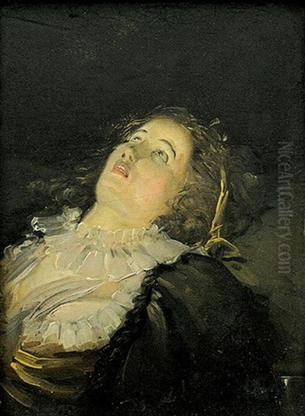 Petit Tete De Femme (jeune Femme Evanouie) Oil Painting by Philibert-Louis Debucourt