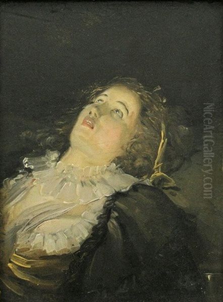 Petit Tete De Femme - Jeune Femme Evanouie Oil Painting by Philibert-Louis Debucourt