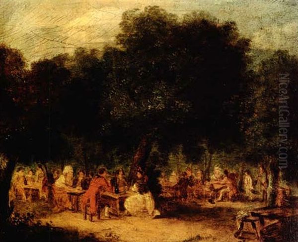 Le Dejeuner Sous Les Arbres (la Fete Des Loges) Oil Painting by Philibert-Louis Debucourt