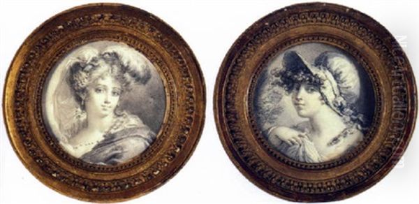 Portrait De Femme Oil Painting by Philibert-Louis Debucourt