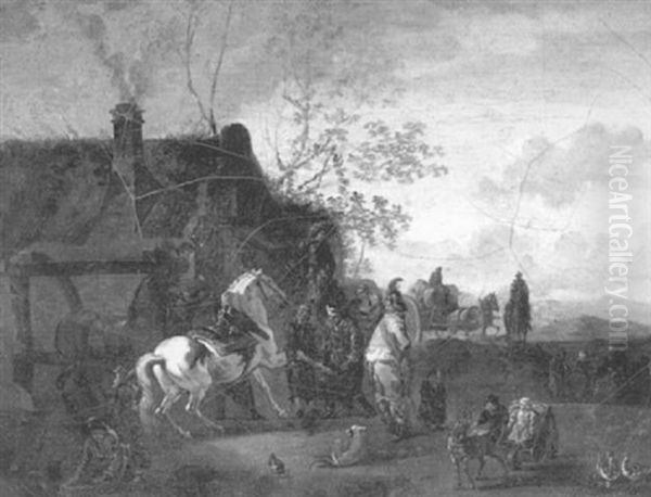 Chez Le Marechal-ferrant Oil Painting by Philibert-Louis Debucourt