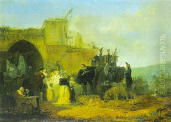 Le Montreur De Marionnettes Oil Painting by Philibert-Louis Debucourt