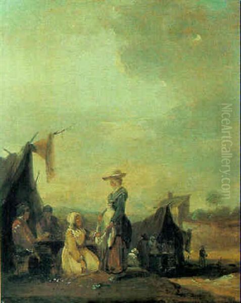 La Visite Au Campement Oil Painting by Philibert-Louis Debucourt