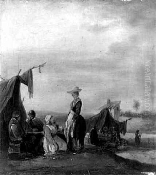 La Visite Au Campement Oil Painting by Philibert-Louis Debucourt