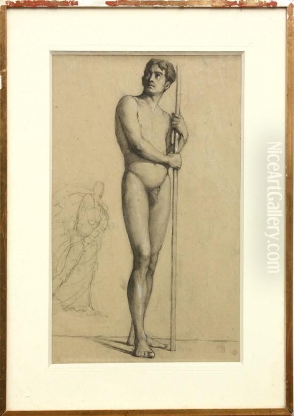 Standing Male Nude Oil Painting by Louis Appian