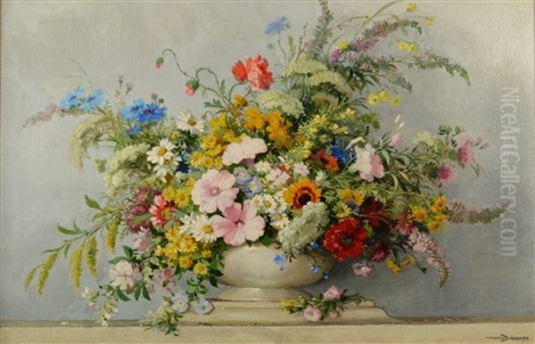 Still Life Flowers Oil Painting by Maurice Alfred Decamps