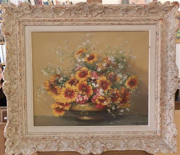 Bouquet De Fleurs Oil Painting by Maurice Alfred Decamps