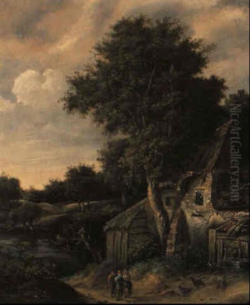 Landschaft Mit Einem Gehoft An Einem Flus Oil Painting by Cornelis Gerritsz Decker