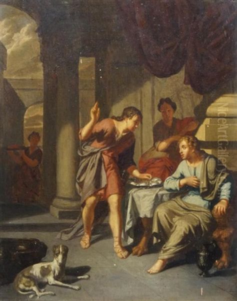 Ezau Sells His Right As The First Born To Jacob Oil Painting by Frans Decker