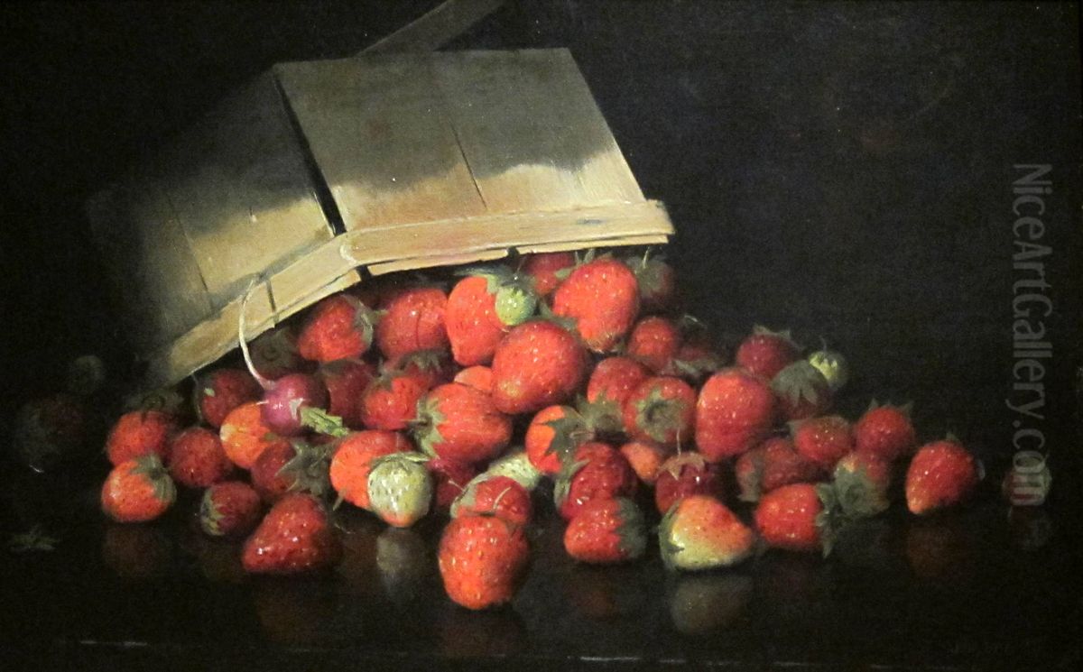 Strawberries In A Basket Oil Painting by Joseph Decker